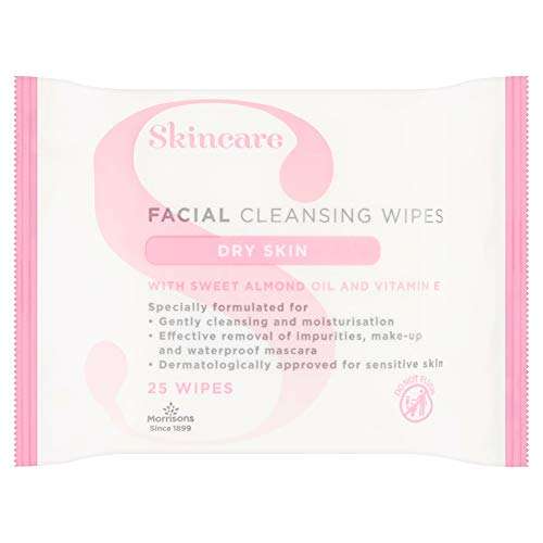 Morrisons Dry Skin Facial Cleansing Wipes 28 packs (25 wipes per pack)