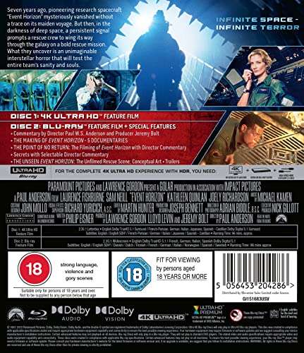 Event Horizon 4K UHD [Blu-ray] [Region A & B & C]