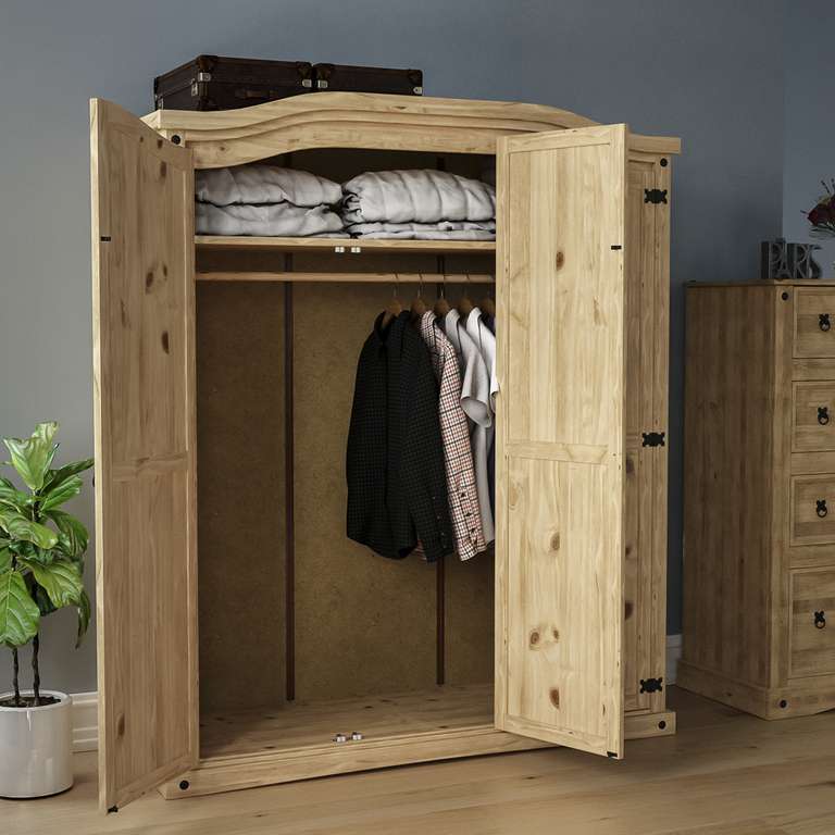 Solid Pine Vida Designs Corona 3 Door Natural Wardrobe further reduced + free delivery