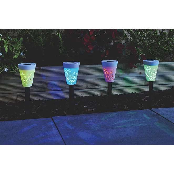 Multicoloured Decorative Solar Powered Dragonfly & Butterfly Lights : 4 Pack +Free C&C