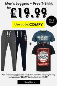 JOGGERS + (Free) T-Shirt For £19.99 + £1.99 delivery at Tokyo Laundry Shop