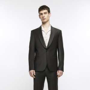 River Island Mens Suit Jacket Brown Slim Fit Wool Premium , 34 Regular , Sold By River Island