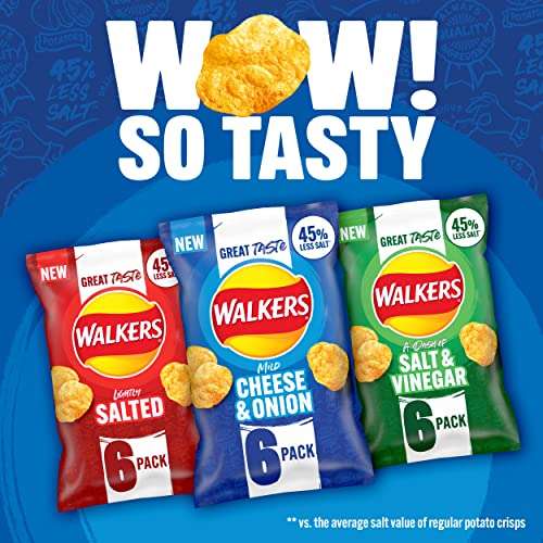 Walkers Less Salt Mild Cheese & Onion 6pk x2 (2 for £2.41 with S&S)