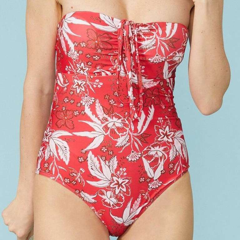 Mantary - Kai Tropical Print Bandeau Bathing Costume in Size 8