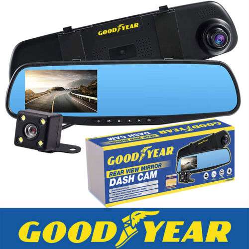 Goodyear HD Mirror Dash Cam Car DVR Video Recorder with Front and Rear Camera - £31.99 with code @ eBay / thinkprice