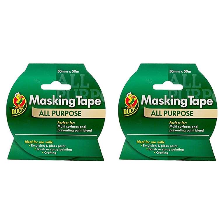 2 Pack Duck Tape All Purpose Masking Tape 50mm x 50m