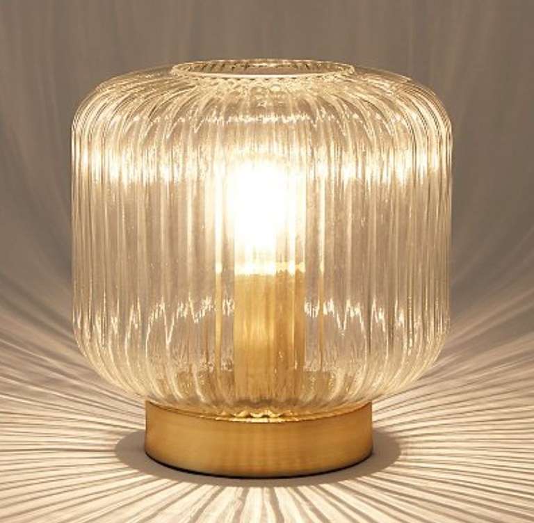 Clear Ribbed Glass Table Lamp - £7.50 + Free Click & Collect @ Asda