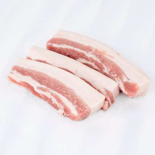 Morrisons British Pork Belly Slices Weight range: 0.25kg - 1kg / Boneless Pork Belly Joint 0.45kg - 1kg Equiv to £5 per kg Butchers Counter