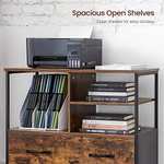 VASAGLE Home Office File Cabinet with Drawers and Open Shelves with Wheels - Dispatches and Sold by Songmics