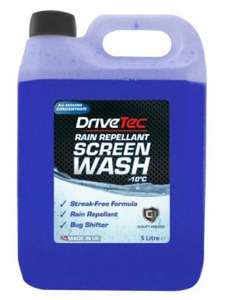Drivetec Rain Repellant Screen Wash Concentrated, 5Ltr - with free collection - £6.05 click and collect @ GSF Carparts
