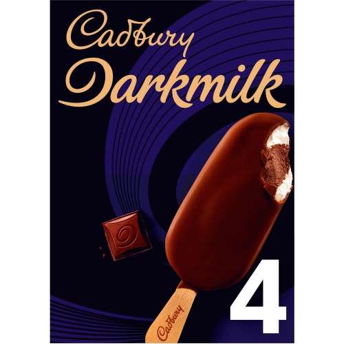 Cadbury Darkmilk Ice Cream Sticks 4X90ml - £1.75 Clubcard Price @ Tesco