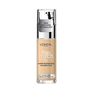 L'Oreal Paris True Match Liquid Foundation, Skincare Infused with Hyaluronic Acid, SPF 17, Available in 40 Shades, 30 ml £7.30 @ Amazon