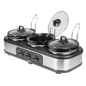 Tower 3-Pot Slow Cooker and Buffet Server - Stainless Steel £25 @ Robert Dyas (Free Click & Collect)