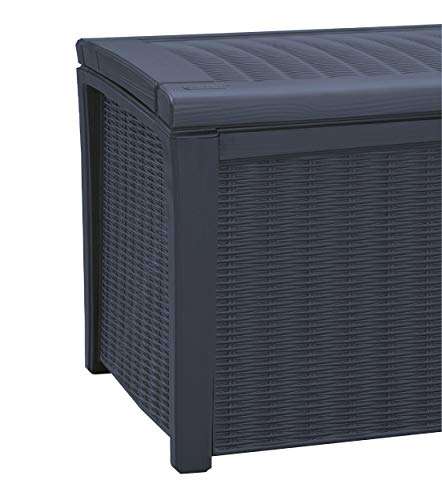 Keter Borneo 416L Outdoor, Garden Furniture Storage Box Grey Rattan Effect (2 year Warranty included) Sold By Keter