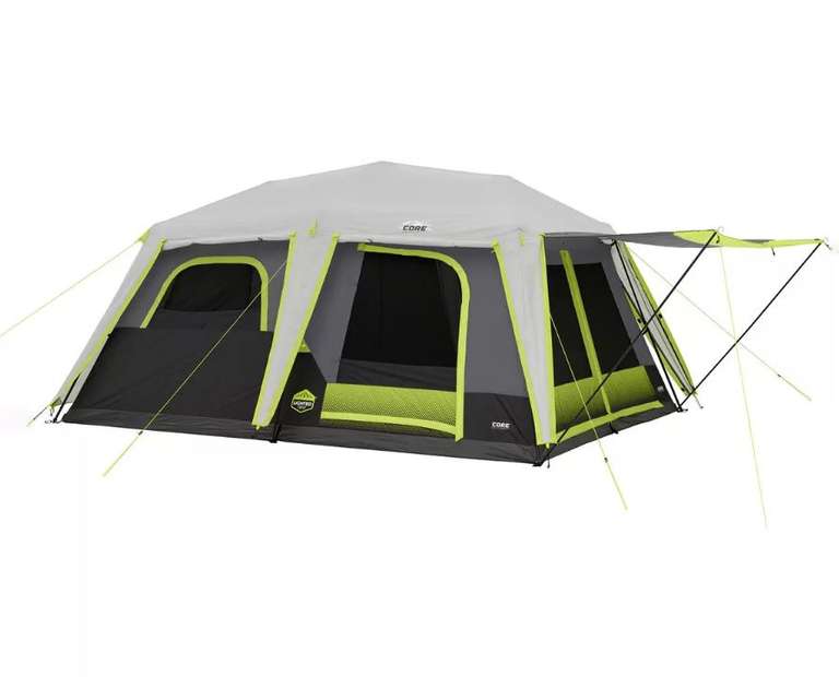 Core 10 Person Full Fly Tent - 14ft x 10ft Floor Space, Built-in LED Lighting System, 2000mm Water-Resistant (Members Only)