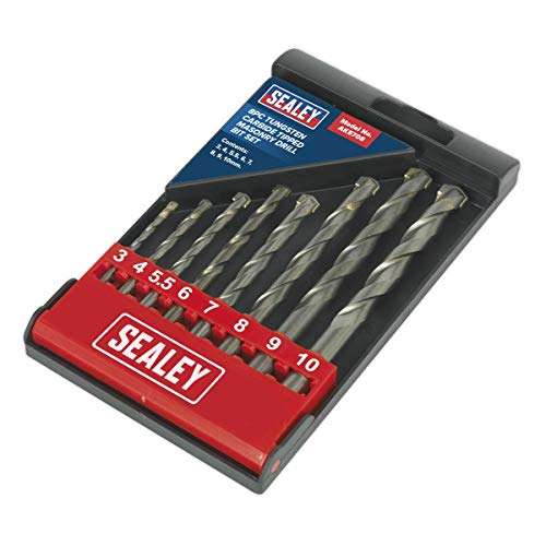 Sealey AK5708 Tungsten Carbide Tipped Masonry Drill Bit Set 8pc , Black - £7.95 @ Amazon