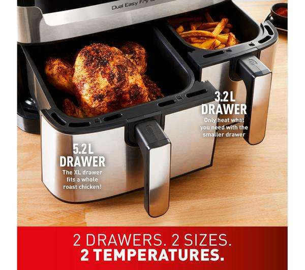 TEFAL Easy Fry Dual Zone EY905D40 Air Fryer & Grill - Stainless Steel with Trade in and Save, using code