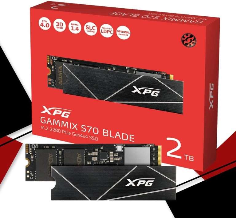 ADATA XPG GAMMIX S70 BLADE 2TB M.2 SSD with Heatsink, Read Speed: 7400 Mbps, Write Speed: 6700 MBps - PS5 Ready (5 year warranty)