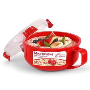 Sistema Microwave Breakfast Plastic Bowl | Round Microwave Container with Lid & Steam Release Vent | 850 ml | BPA-Free