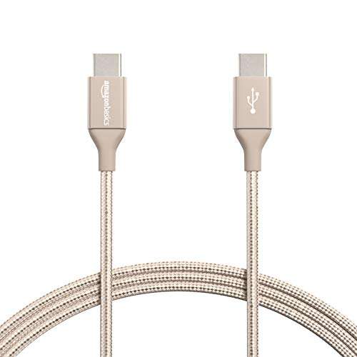 Amazon Basics Double Braided Nylon USB Type-C to Type-C 2.0 Cable | 1.8 m, Gold - £4.30 @ Amazon