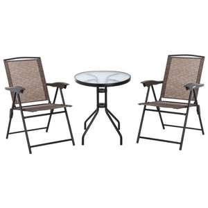 Outsunny Patio Bistro Set Folding Chairs and Coffee Table - Brown £83.94 delivered (using code) @ robertdyas
