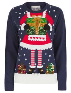 Women’s Mrs Santa Claus Sequinned Christmas Jumper with code