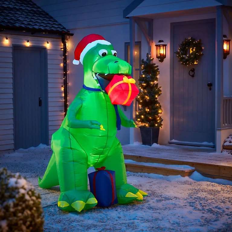 6ft Dinosaur with Gift Christmas Inflatable - £30 (Free Click & Collect) @ Homebase