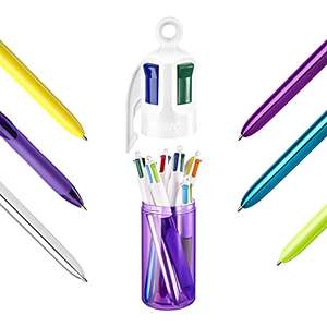 BIC 4 Colours Ballpoint Pens and Pen Holder of Retractable Ballpoint Pens with Four Ink Colours, Pack of 6 £11.90 @ Amazon