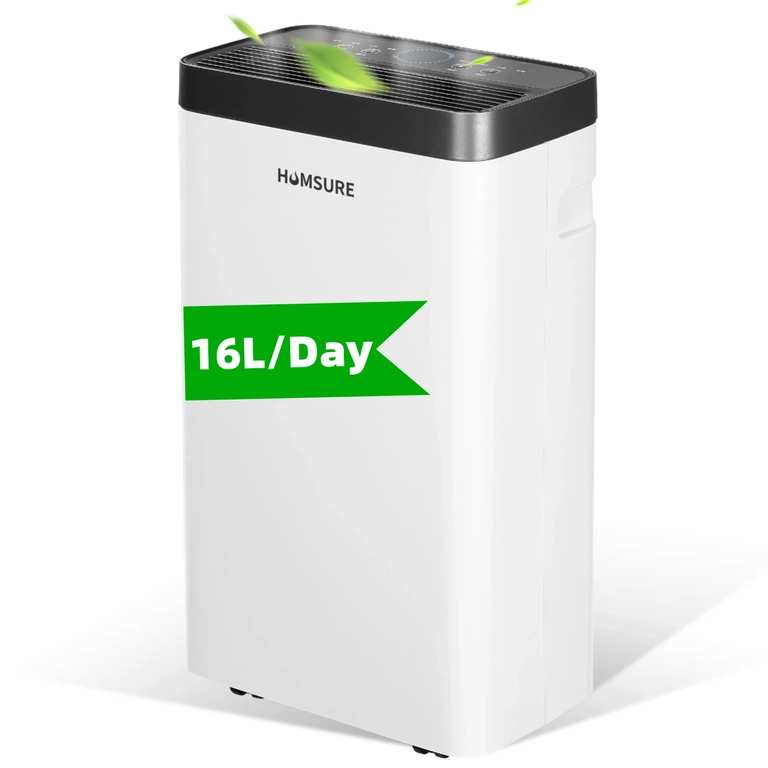 HUMSURE Energy Saving Dehumidifier 16L/Day, for 25m² Rooms, 1.4L Water Tank, R290, 24H Timer, Auto Defrost & Shut-Off, 3 modes