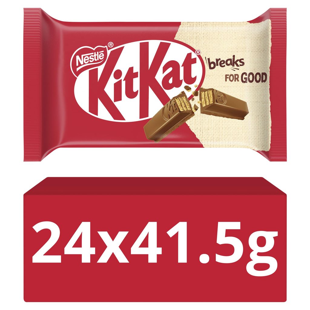 KitKat 4-Finger Milk Chocolate Biscuit Bar | 24x 41.5g Bars [£7.65 S&S (£0.77/100g)]