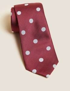 M&S Sartorial Polka Dot Pure Silk Tie (Red) - £5 (Free Click & Collect) @ Marks & Spencer