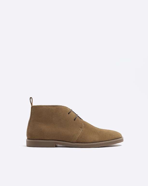 River Island Men's Brown Leather Chukka Boots in Tan or Stone Further reduced + click and collect available
