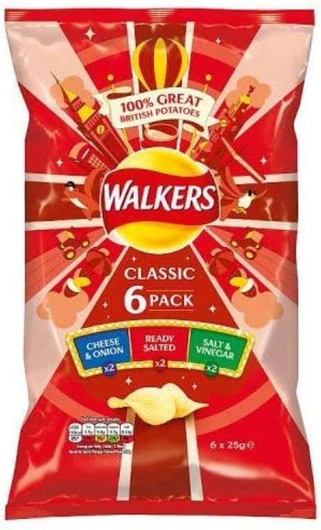 Walkers Crisps Classic Variety 6x25g BBE Feb 24 - min spend £22.50