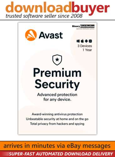 Avast Premium Security 2023 - 3 devices 1 year - £6.99 @ downloadbuyer eBay