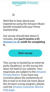 Free £5 credit for prime members for completing Amazon music survey (Selected accounts) Check emails