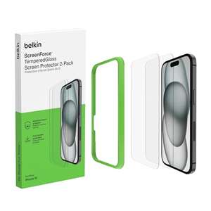 Belkin ScreenForce Tempered Glass Screen Protector for iPhone 15 2pk