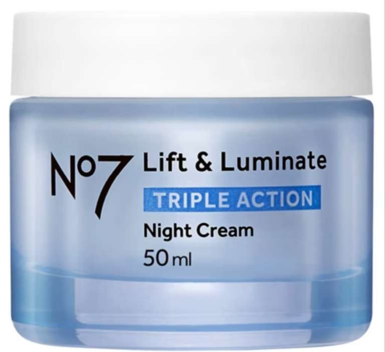 3 x No7 Lift & Luminate TRIPLE ACTION Night Cream. Save ⅓ offer + Tuesday £10. (£18 with student discount) free click/collect
