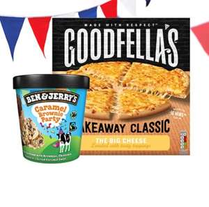 Ben & Jerrys ice cream + Goodfella pizza (Clubcard Price) £5 at Tesco
