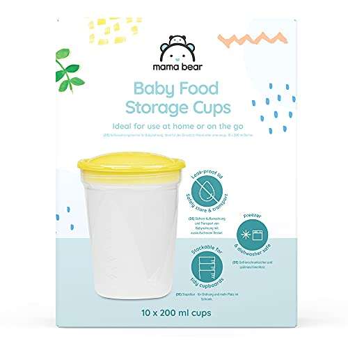 Amazon Brand - Mama Bear Baby Food Storage Cups (Pack of 10) - £3.33 / £2.94 S&S & voucher