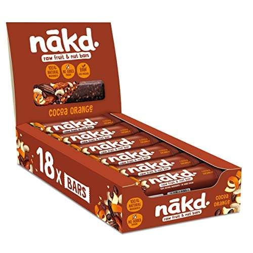 Nakd Cocoa Orange Natural Fruit & Nut Bars - Vegan - Healthy Snack - Gluten Free - 35g x 18 bars £8.55 S&S