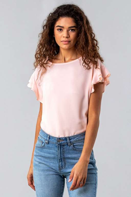 Light Pink Ruffle Detail Short Sleeve Top size 8 £4.25 with code @ Roman