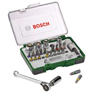 Bosch 27pc.Screwdriver Bit and Ratchet Set (PH-, PZ-, Hex-, T-, S-Bit, Accessories Drill and Screwdriver)