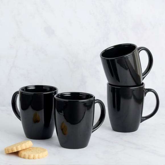 Pack of 4 Stoneware Gloss Mugs - Charcoal / Navy / Black - £2.80 (Free Click and Collect) @ Dunelm