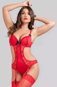 Lovehoney Seduce Me Red Push-Up Crotchless Cut-Out Body