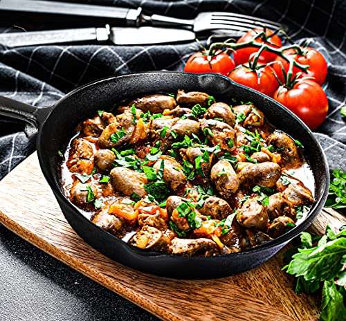 KICHLY Cast Iron Skillet - Pre-Seasoned (Set of 3 Pcs) - 10 Inch-25.4cm, 8 Inch-20.32cm, 6 Inch-15.24cm - Sold by Utopia Deals Europe FBA