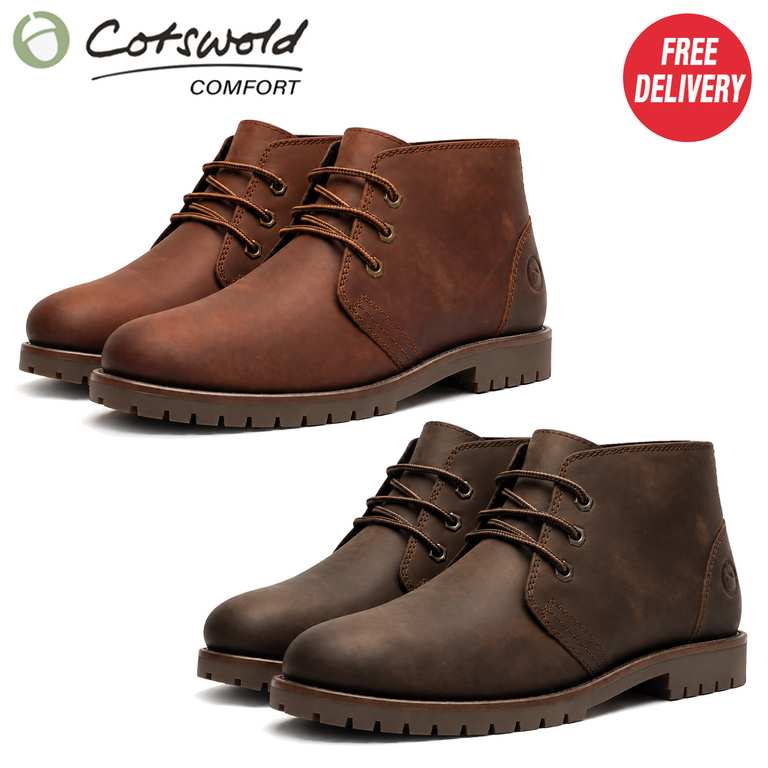 Cotswold Stroud Mens Premium Leather Chukka Boots With Code + Free Delivery