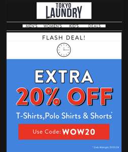 Extra 20% off men's polos, t-shirts, and shorts