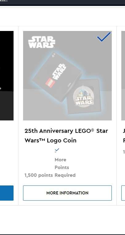 Star Wars Lego coin for 1500 Insiders points