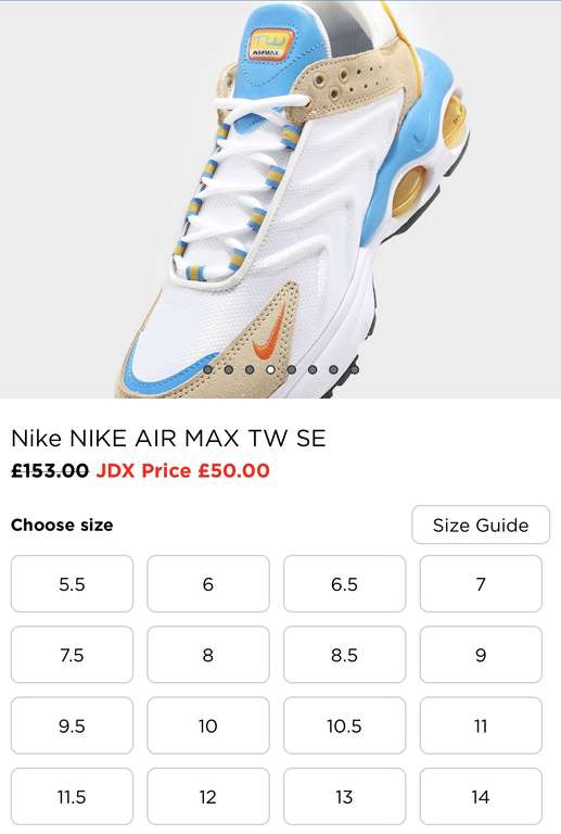 Nike Air Max TW SE Trainers £50 + Free Delivery (JDX Members) @ JD Sports