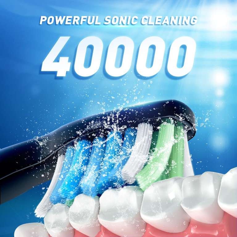 TEETHEORY Sonic Electric Toothbrush with 10 Brush Heads, 40000 VPM 3 Modes With Voucher Sold By Demita Dr store / FBA